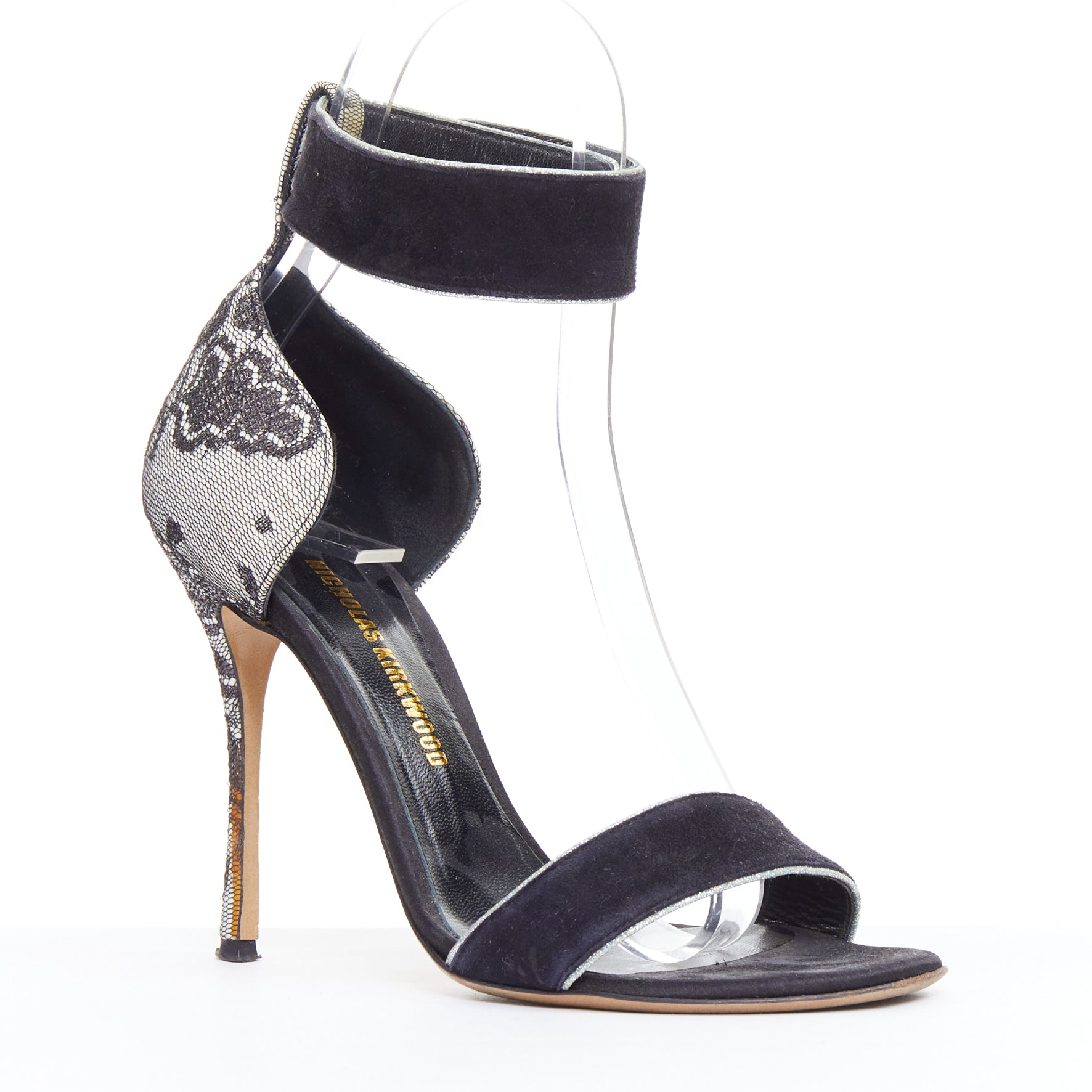 Nicholas Kirkwood Grey Lace Sandals - Back view