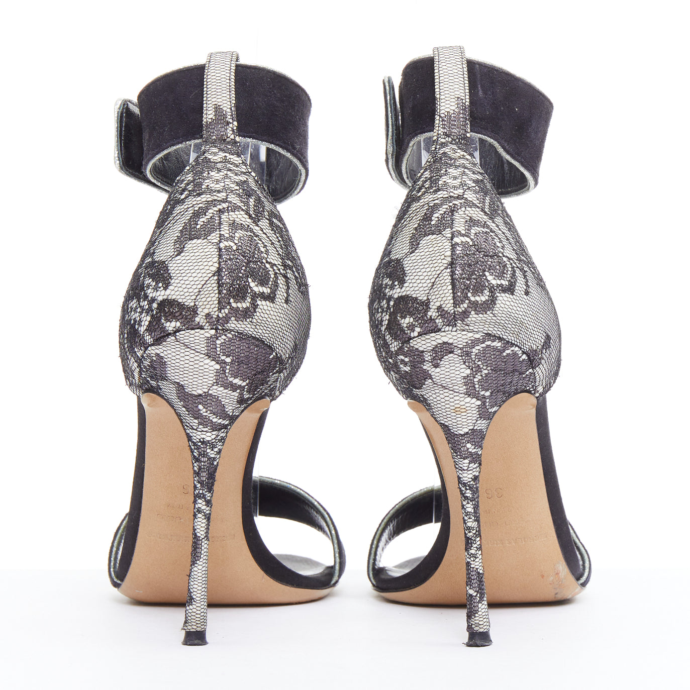 Nicholas Kirkwood Grey Lace Sandals - Side view