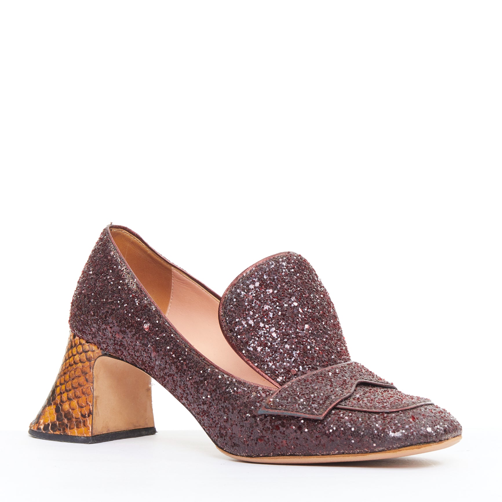 Rochas Glitter Heel Loafers - Back view