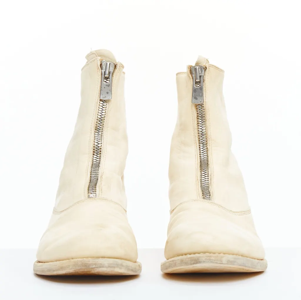 Guidi Wedge Round Toe Boots Beige Leather Fair - Inside View