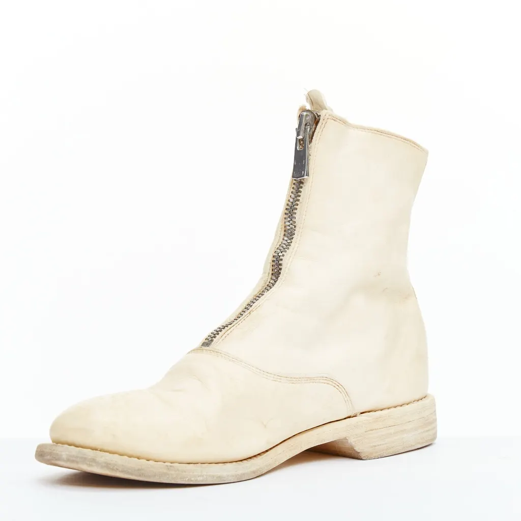 Guidi Wedge Round Toe Boots Beige Leather Fair - Model View