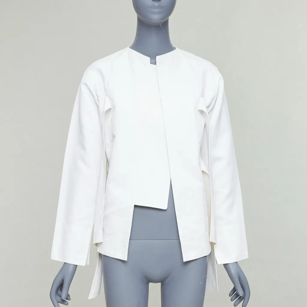Celine Tie Front Jacket Beige Cotton Fair - Inside View