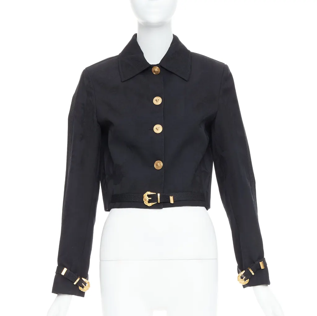 Versace Jacquard Barocco Jacket Black Wool Very good - Front View