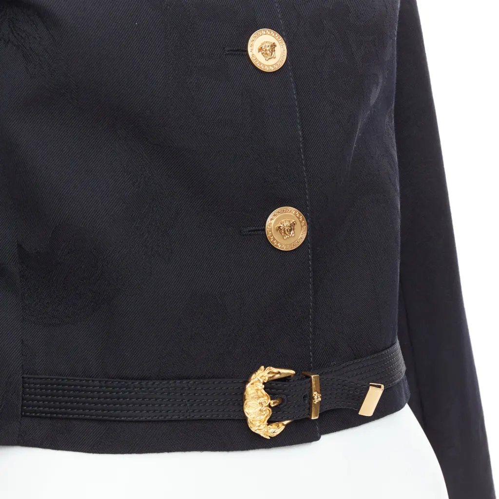 Versace Jacquard Barocco Jacket Black Wool Very good - Back View