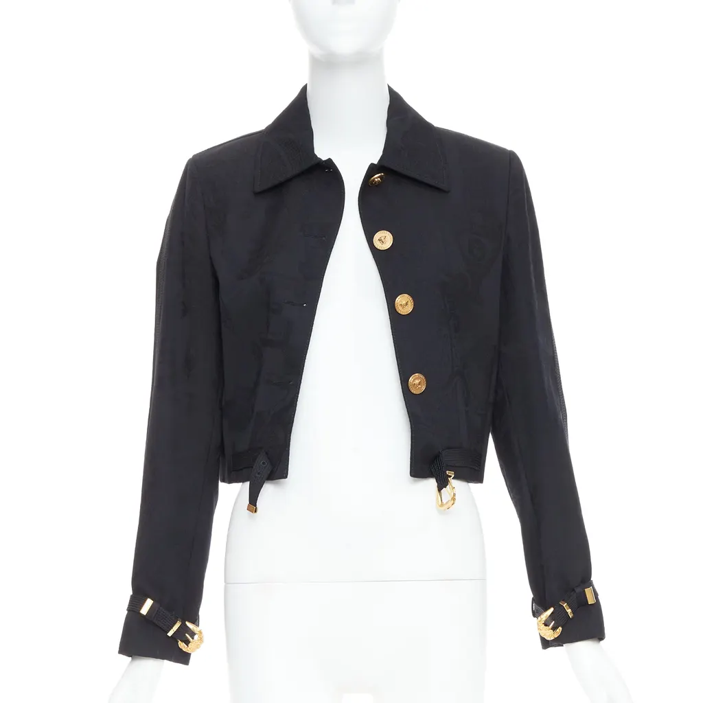 Versace Jacquard Barocco Jacket Black Wool Very good - Inside View