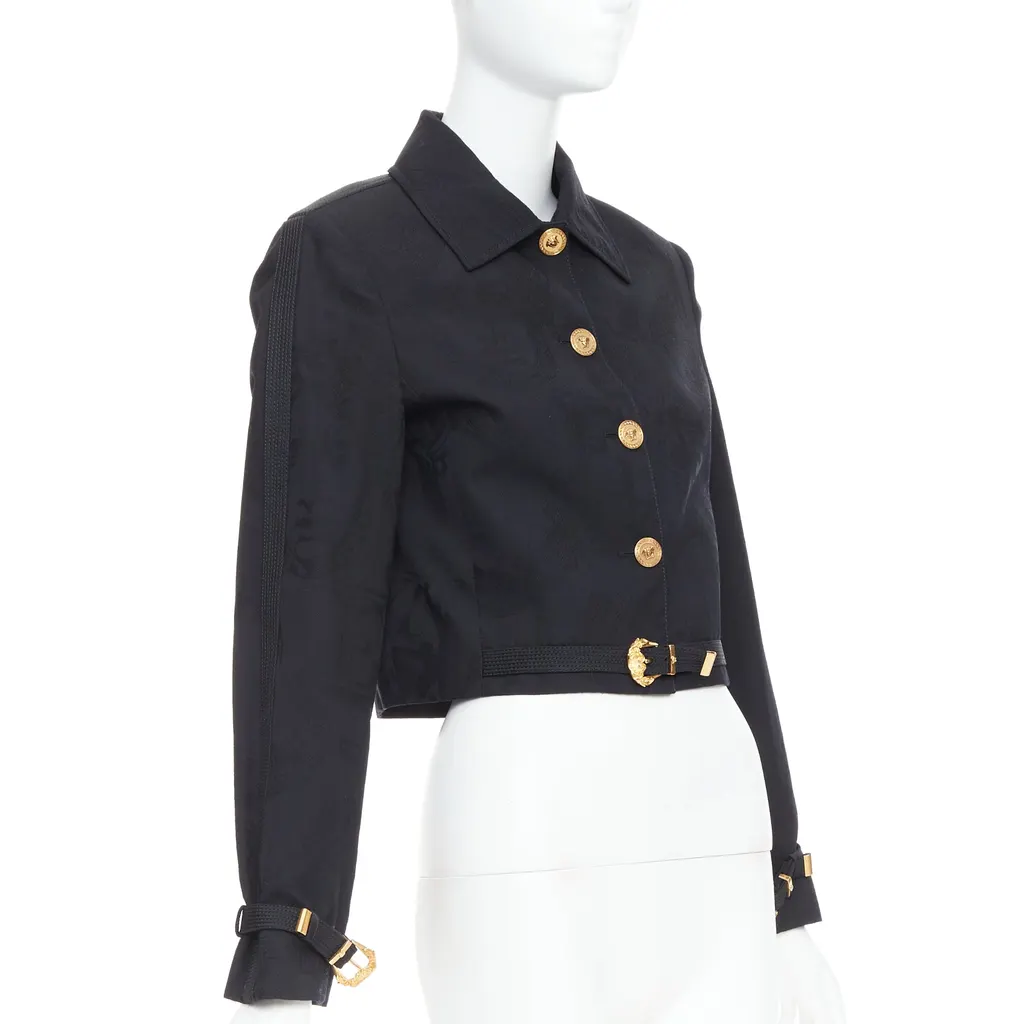 Versace Jacquard Barocco Jacket Black Wool Very good - Model View