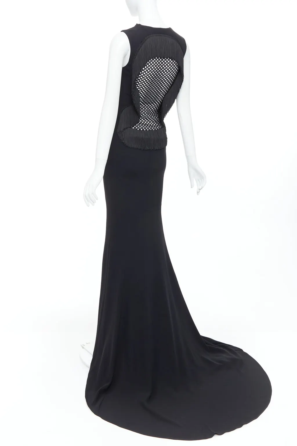 Stella McCartney Fringe Mesh Gown Black Polyester Very good - Front View