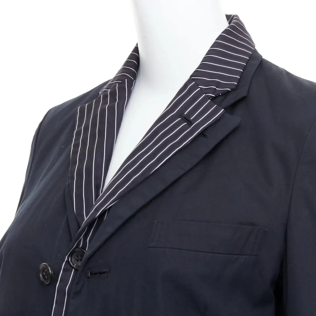 Comme Des Garcons Pinstripe Layered Coat Black Cotton Very good - Back View