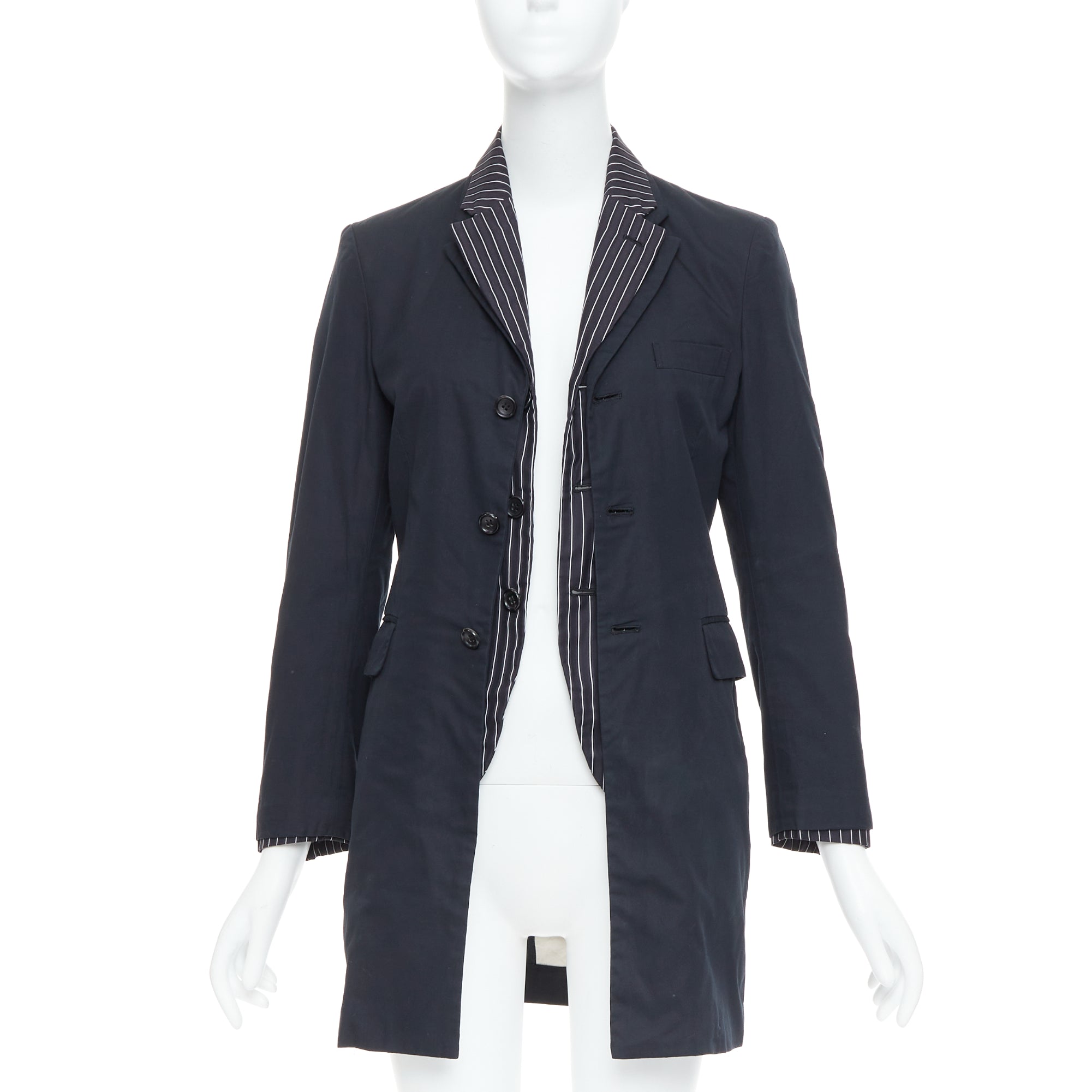 Comme Des Garcons Pinstripe Layered Coat - Image 6