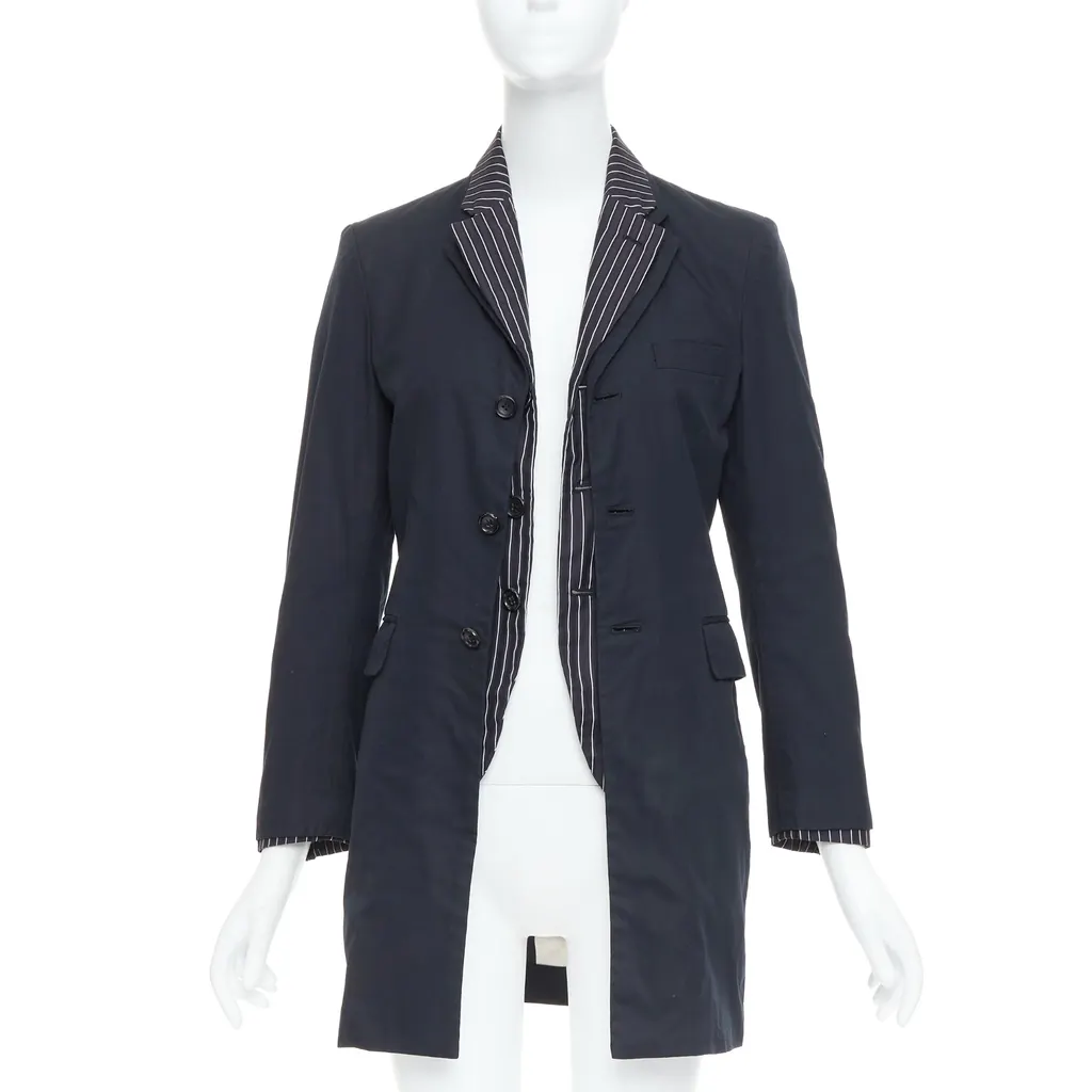 Comme Des Garcons Pinstripe Layered Coat Black Cotton Very good - Inside View