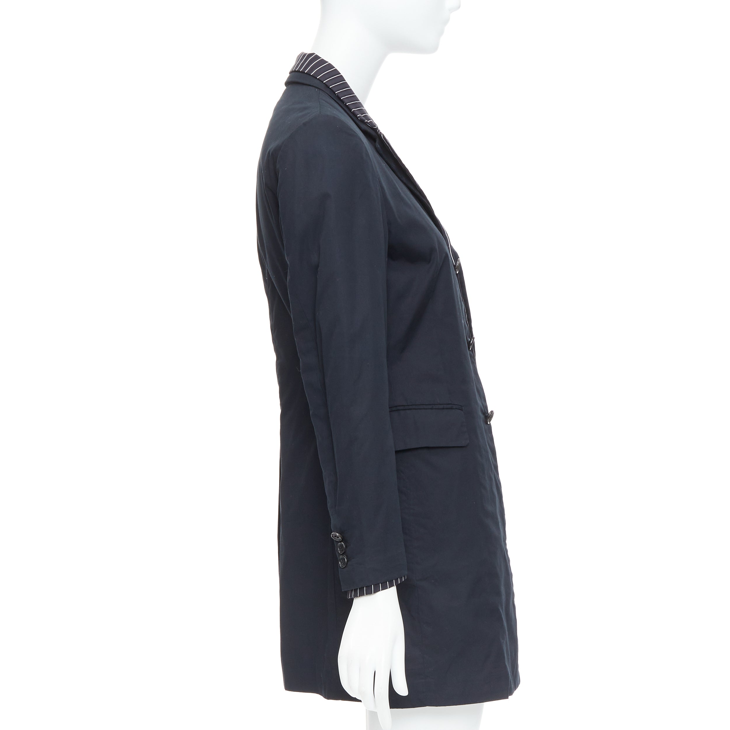 Comme Des Garcons Pinstripe Layered Coat - Side view