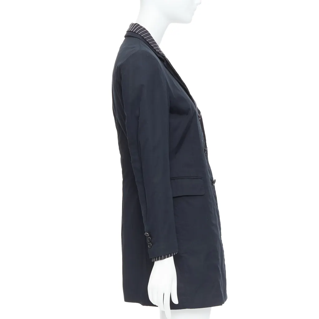 Comme Des Garcons Pinstripe Layered Coat Black Cotton Very good - Box View