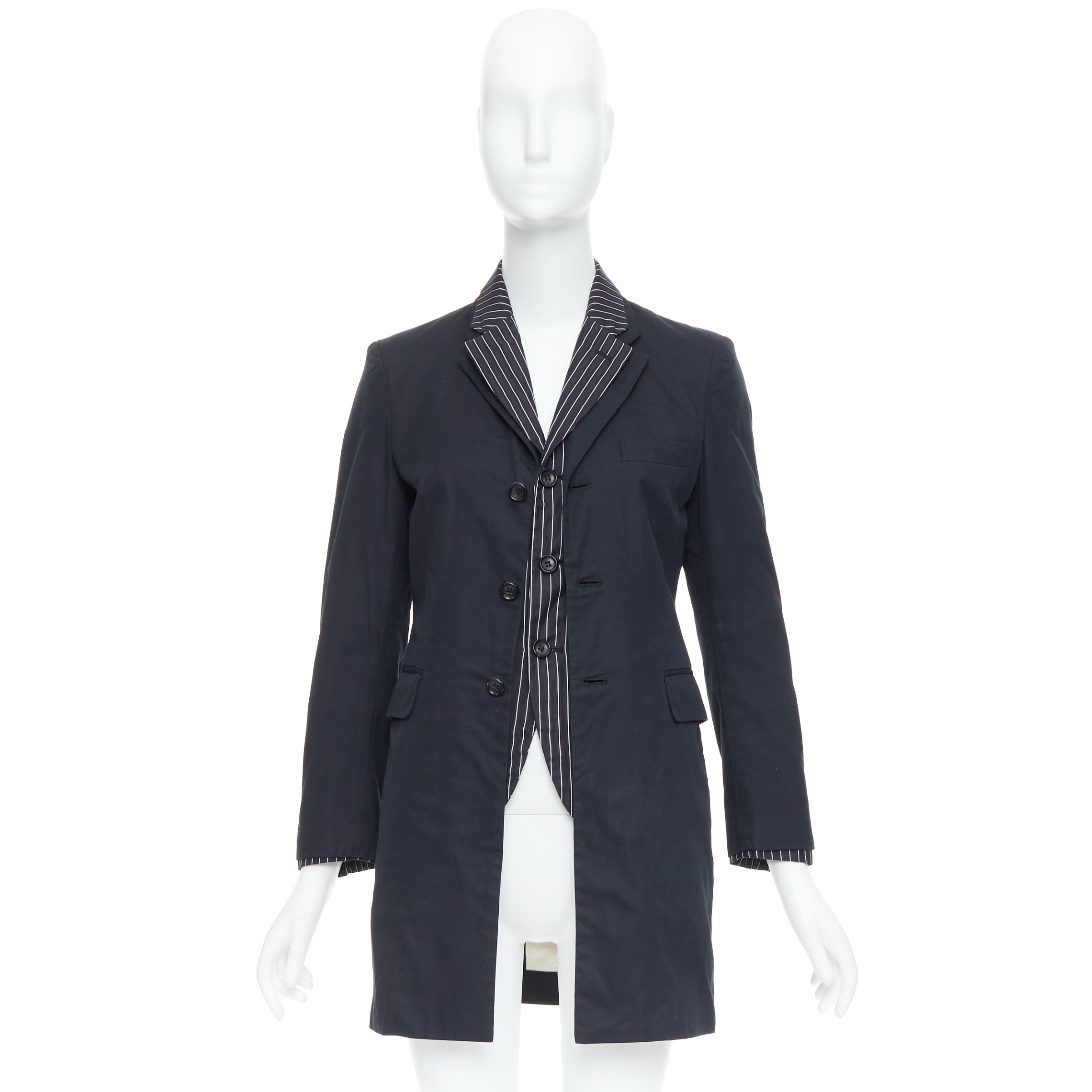 Comme Des Garcons Pinstripe Layered Coat - Image 12