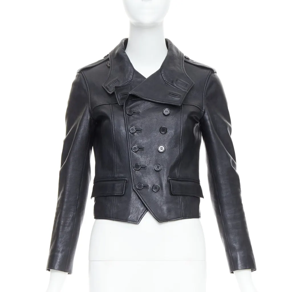 Saint Laurent Smoking Spencer Black Leather Very good - Front View
