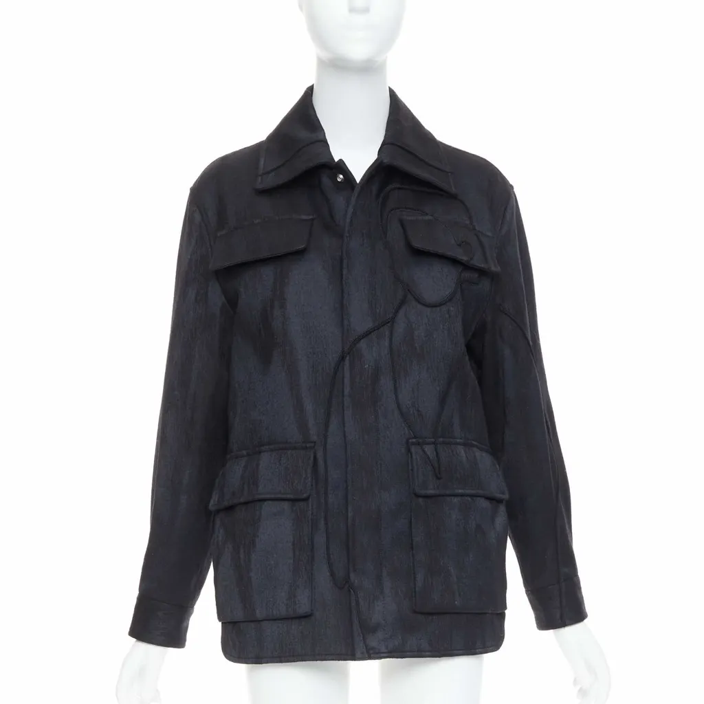 Dior Black Safari Patch Jacket Black Wool Very good - Front View