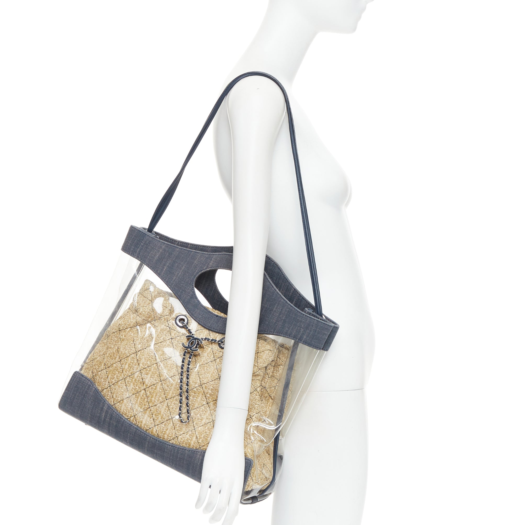 Chanel Clear PVC Raffia Tote - Back view