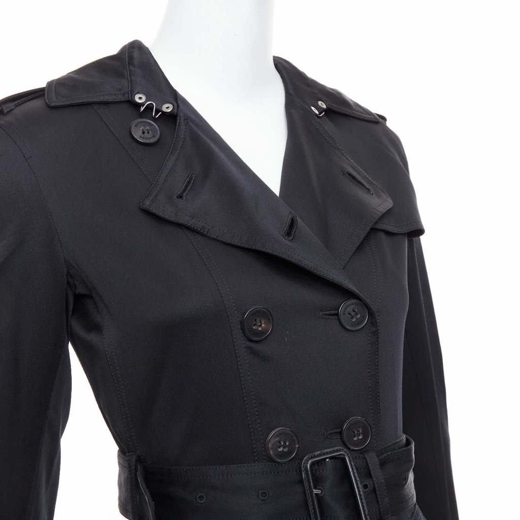 Burberry Black Silk Belted Trench - Back view