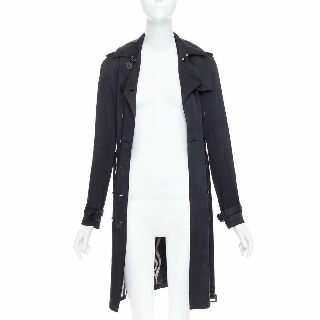 Burberry Black Silk Belted Trench - Image 6