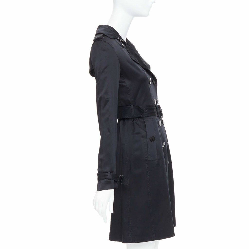 Burberry Black Silk Belted Trench - Side view