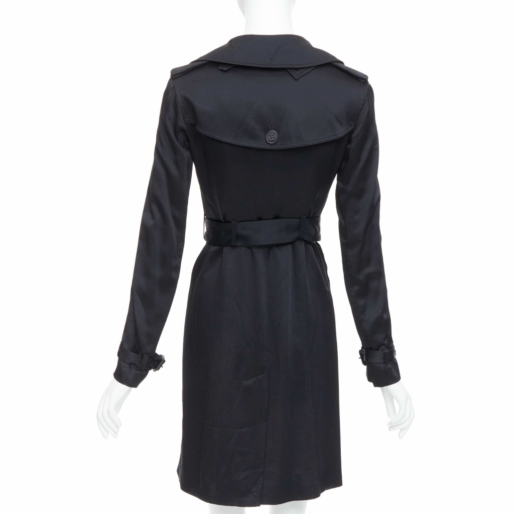 Burberry Black Silk Belted Trench - Detail 1