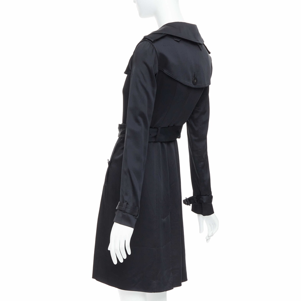 Burberry Black Silk Belted Trench - Detail 2