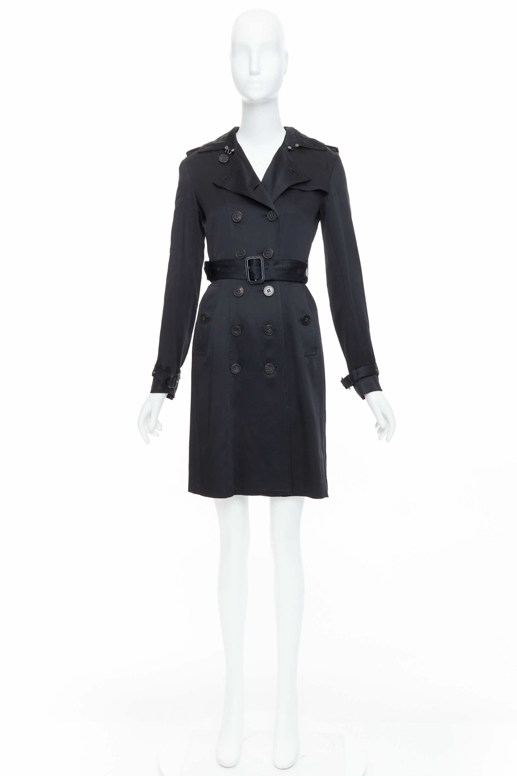 Burberry Black Silk Belted Trench - Image 12