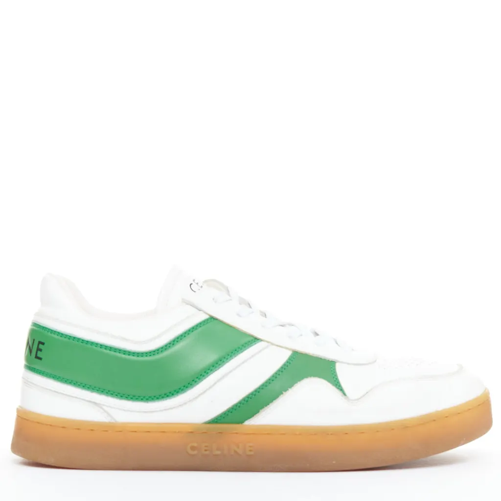 Celine Flash Green Sneakers White Leather Good - Front View