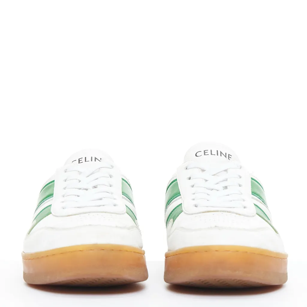 Celine Flash Green Sneakers White Leather Good - Model View