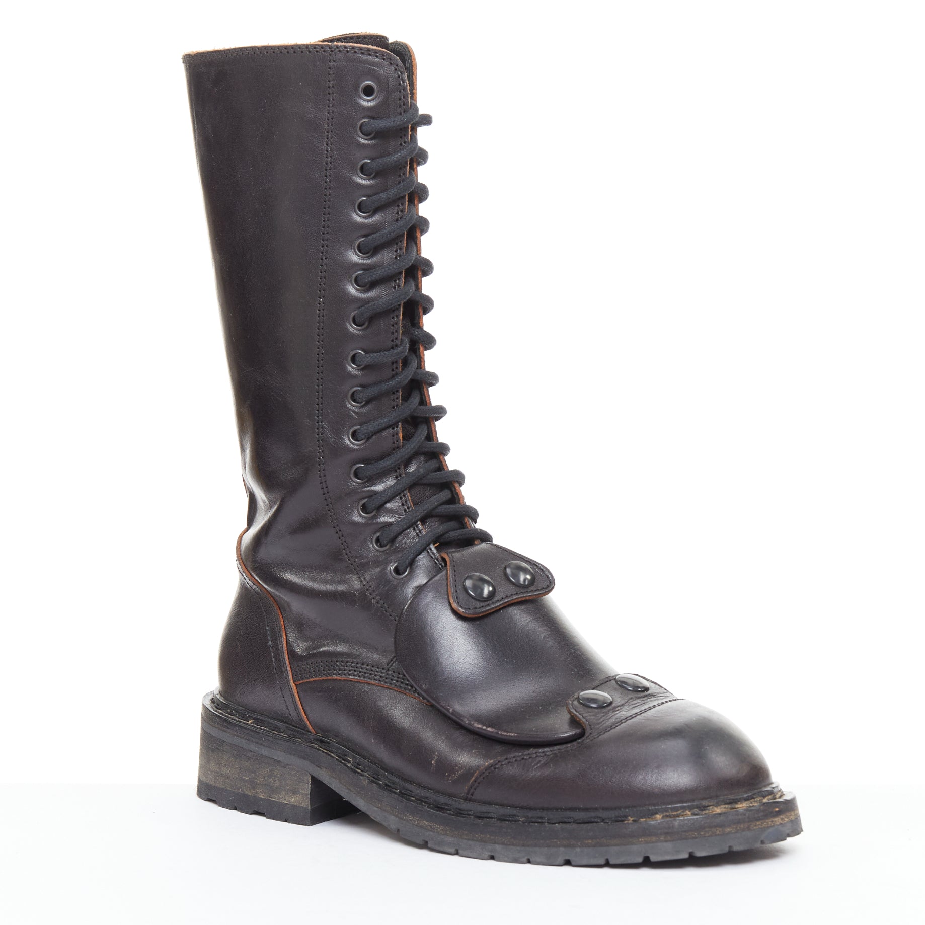 Ann Demeulemeester Panelled Long Flat Boots - Back view