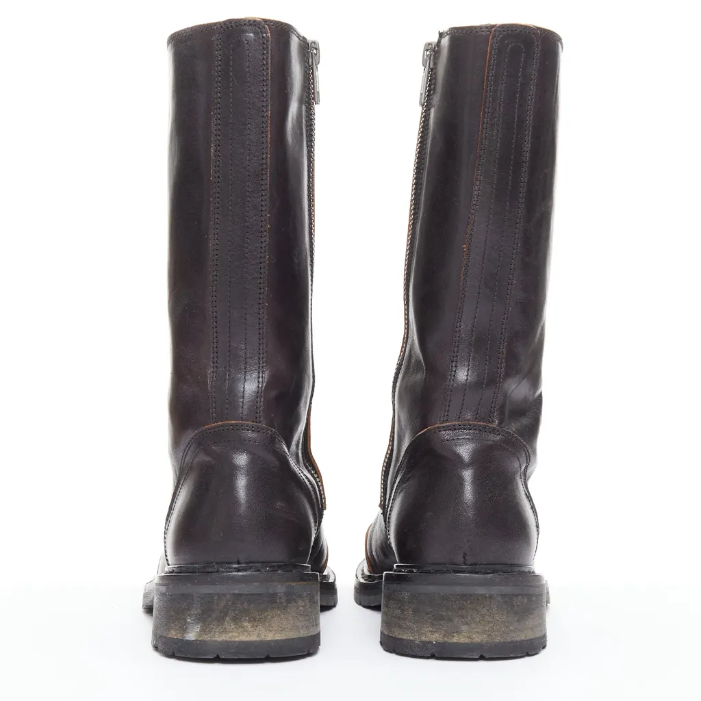 Ann Demeulemeester Panelled Long Flat Boots Black Leather Very good - Box View