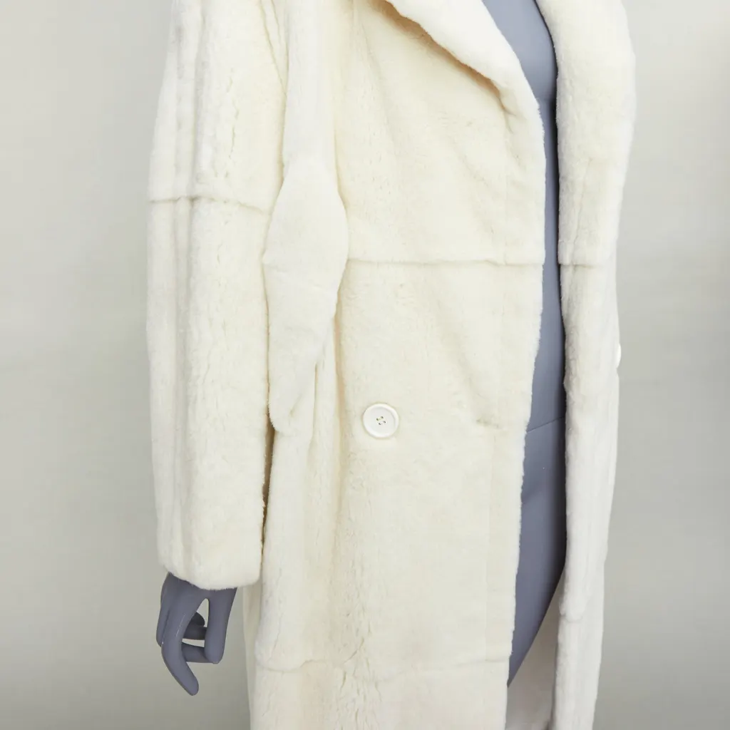 Unsigned Patchwork Fur Long Coat Beige Fur Good - Back View