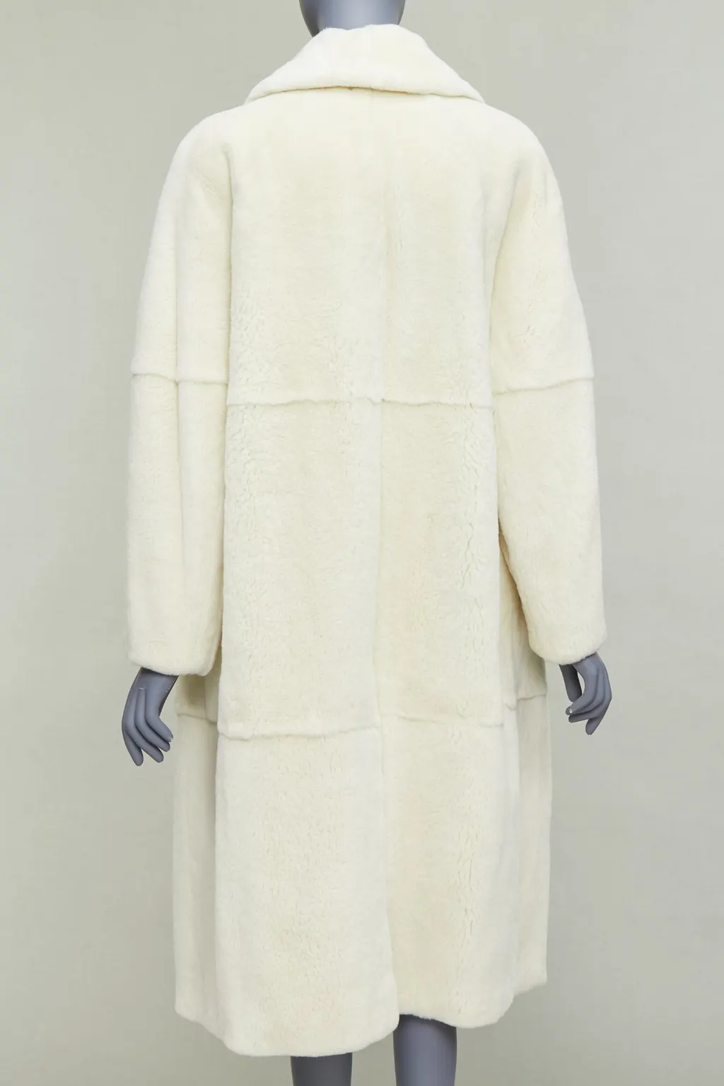 Unsigned Patchwork Fur Long Coat Beige Fur Good - Box View