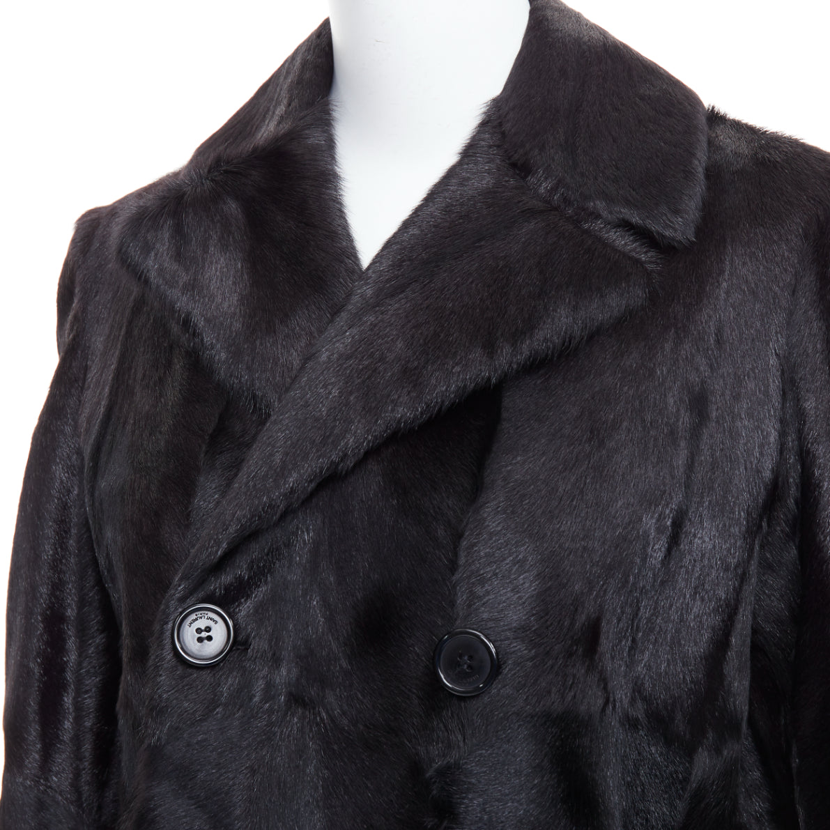 Saint Laurent Black Fur Quilted Vest - Back view