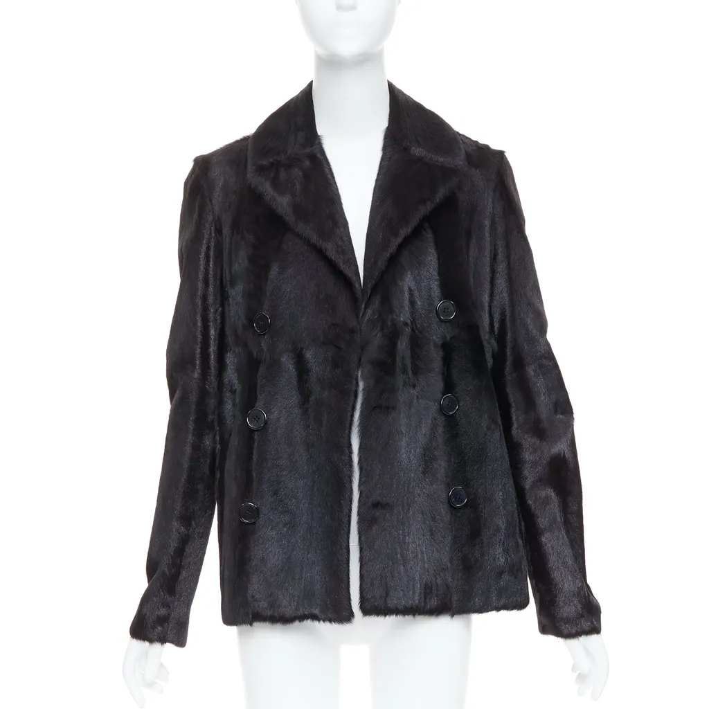 Saint Laurent Black Fur Quilted Vest Black Fur Very good - Inside View