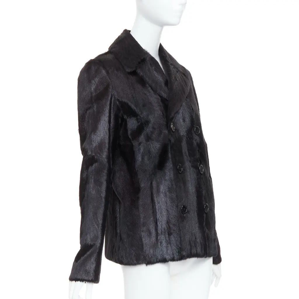 Saint Laurent Black Fur Quilted Vest Black Fur Very good - Model View
