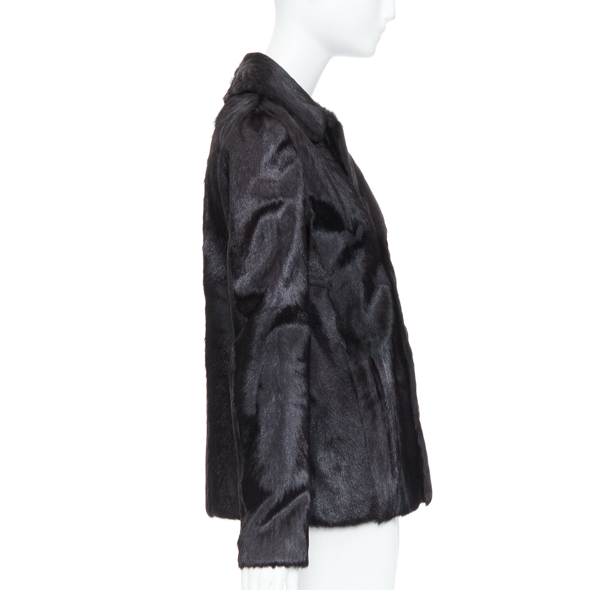 Saint Laurent Black Fur Quilted Vest - Side view
