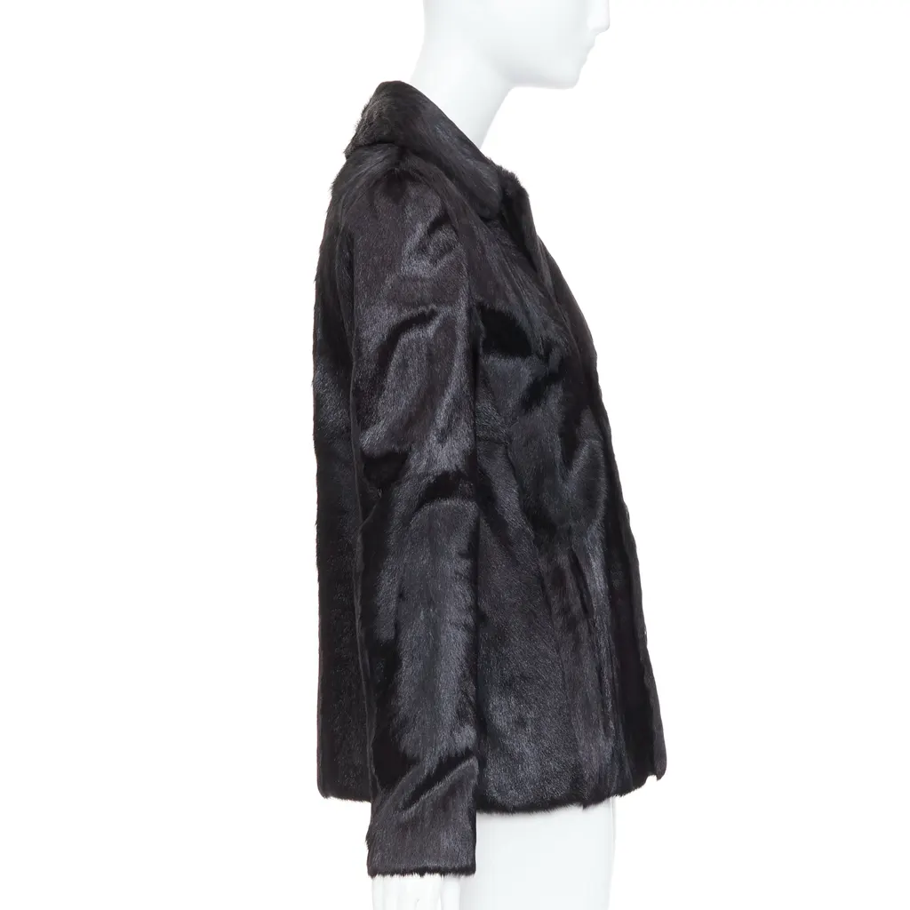 Saint Laurent Black Fur Quilted Vest Black Fur Very good - Box View