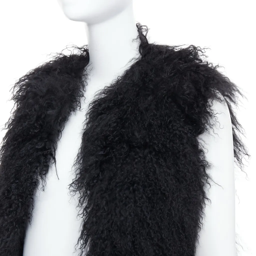 Zadig & Voltaire Grey Tweed Long Coat Black Fur Very good - Back View