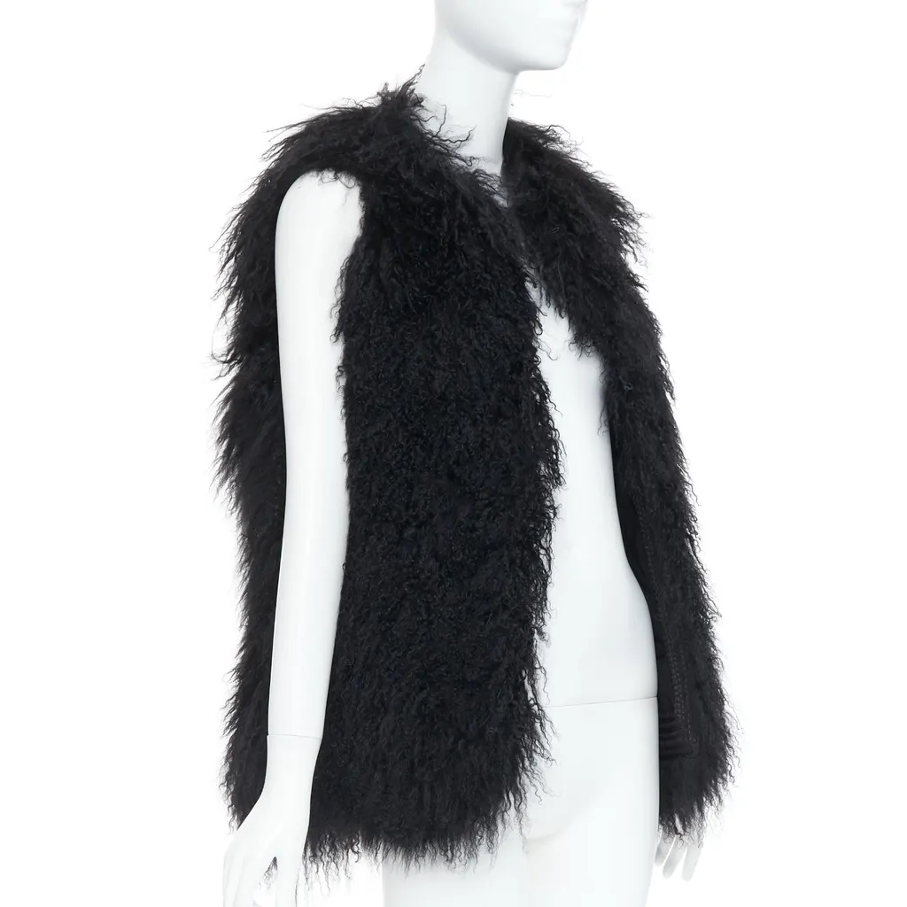Zadig & Voltaire Grey Tweed Long Coat Black Fur Very good - Inside View