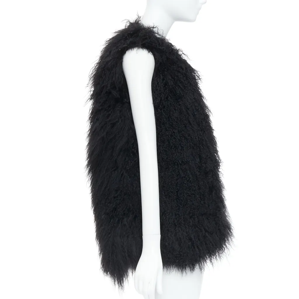 Zadig & Voltaire Grey Tweed Long Coat Black Fur Very good - Model View