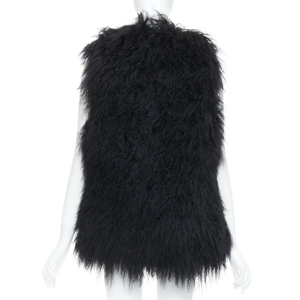 Zadig & Voltaire Grey Tweed Long Coat Black Fur Very good - Box View