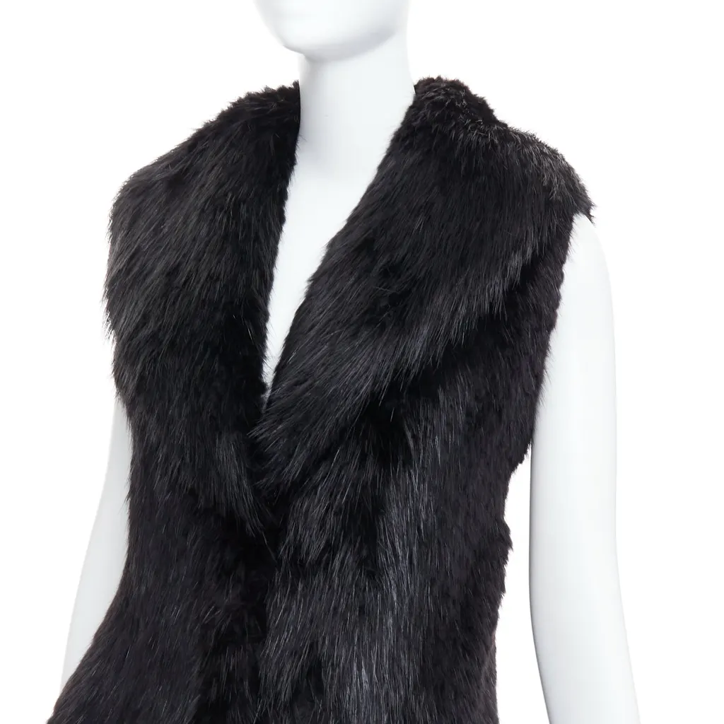 Unsigned Brown Fur Hook Coat Black Fur Very good - Back View