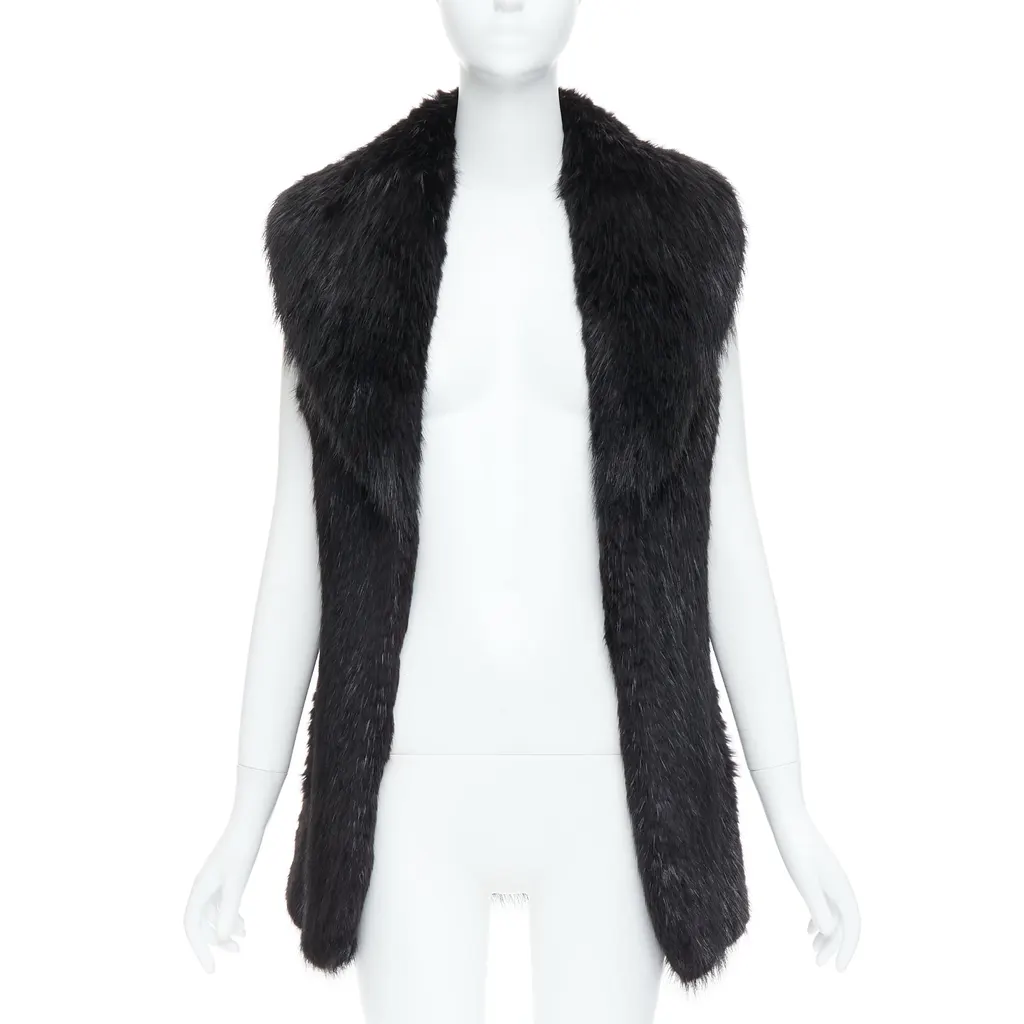 Unsigned Brown Fur Hook Coat Black Fur Very good - Inside View