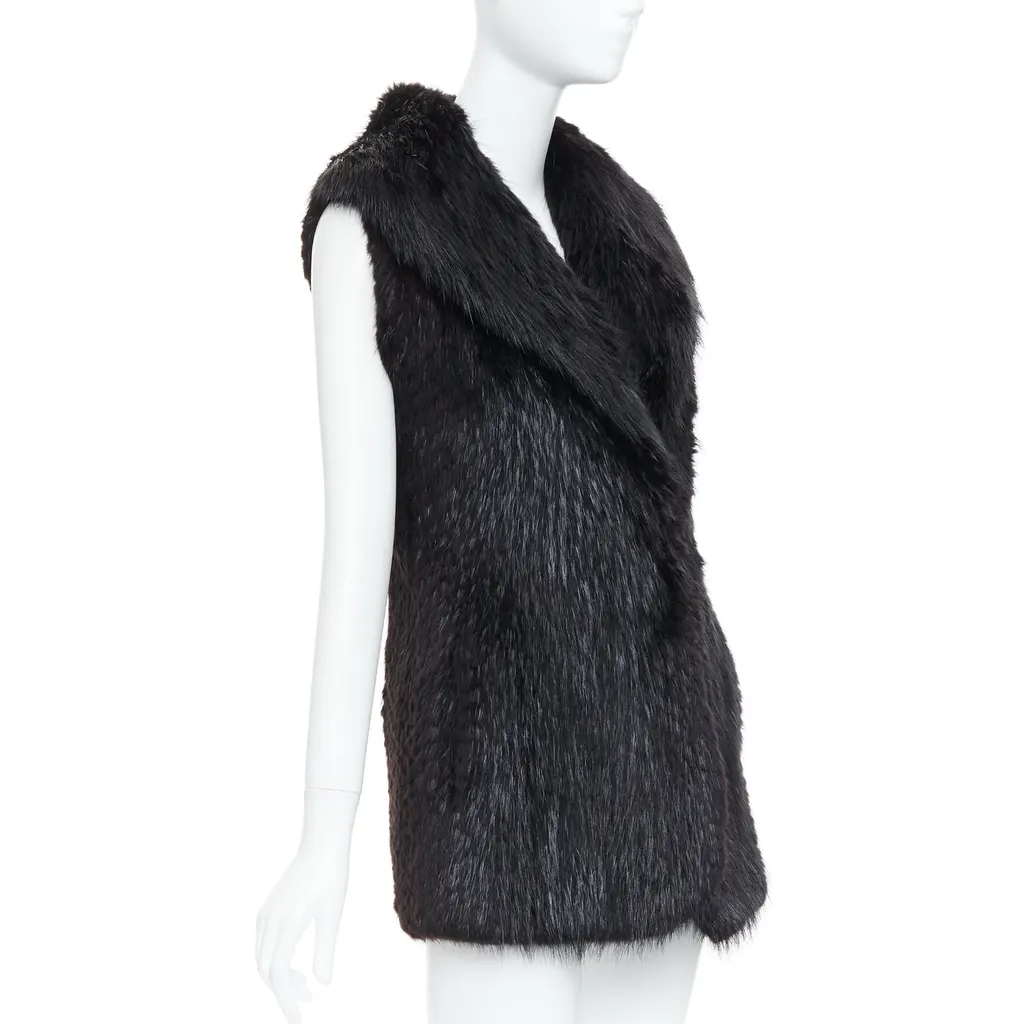 Unsigned Brown Fur Hook Coat Black Fur Very good - Model View