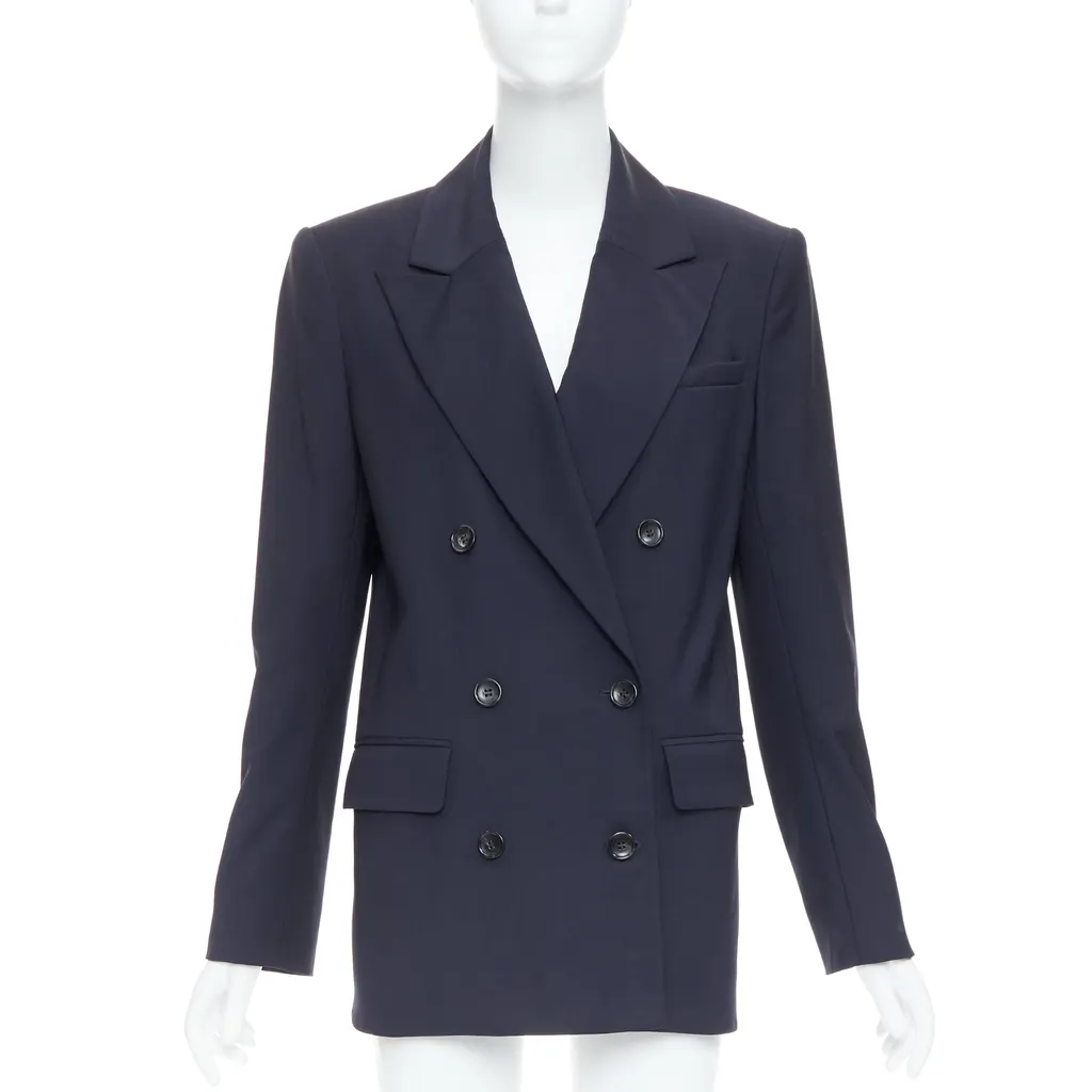 Tibi Padded Boxy Blazer Navy Wool Very good - Front View