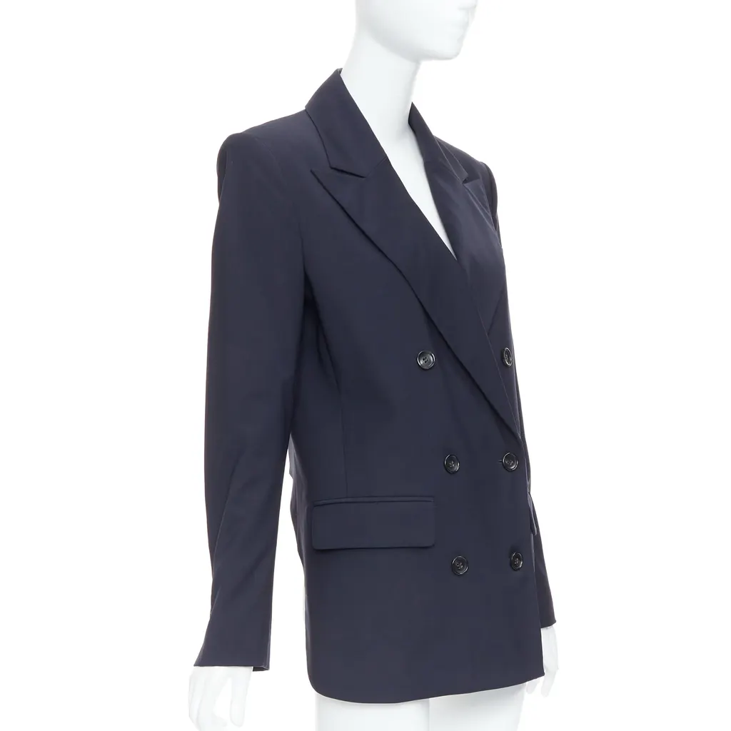 Tibi Padded Boxy Blazer Navy Wool Very good - Model View