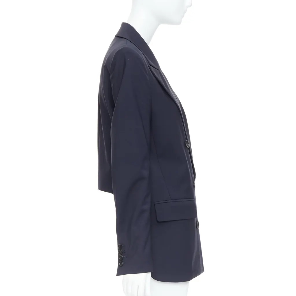 Tibi Padded Boxy Blazer Navy Wool Very good - Box View