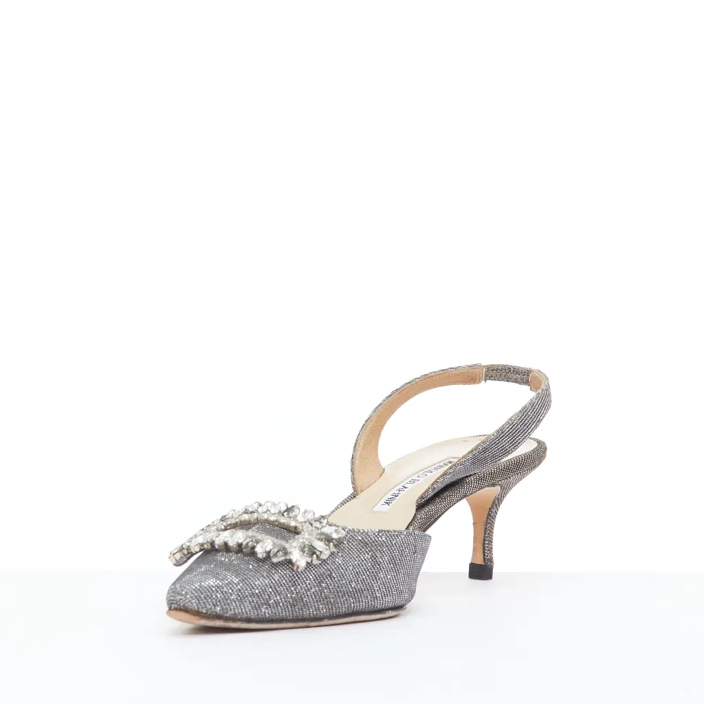 Manolo Blahnik Tonoslac Silver Good - Box View