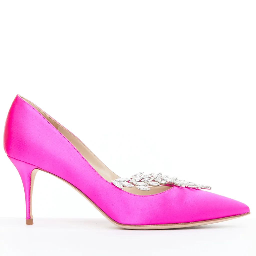 Manolo Blahnik Nadira Pink Silk Never worn - Inside View