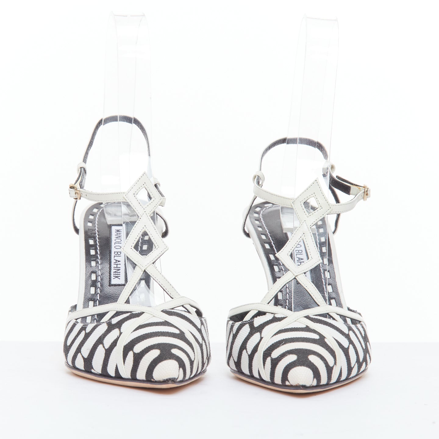 Manolo Blahnik Canvas Strappy Heels - Image 6